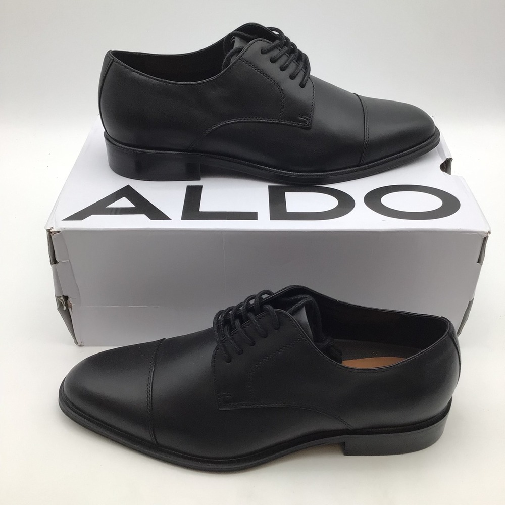 Aldo Davante 001 Mens Black Leather Cap Toe Derby Dress Shoes Size Size 9.5 NEW